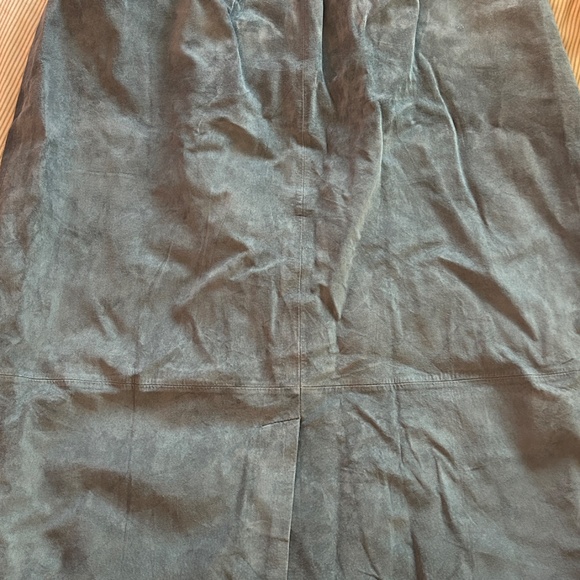 VINTAGE Suede - Blue Leather Maxi Skirt - Picture 2 of 3